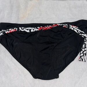 New Directions Black and Red Bikini with Graphic Waistband